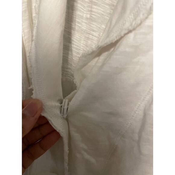 Generra Womens Top XS Cream Short Sleeve Belted Fringe Hem Relaxed Lagenlook - Picture 3 of 8